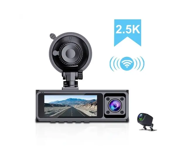 Camera auto iSEN F5 Mini 3 Lens, 2.5K HD, Display 3.16 , Time-lapse, Camera frontala 145 , Camera spate 110 , Camera interioara 110 , WiFi, WDR, G-sensor