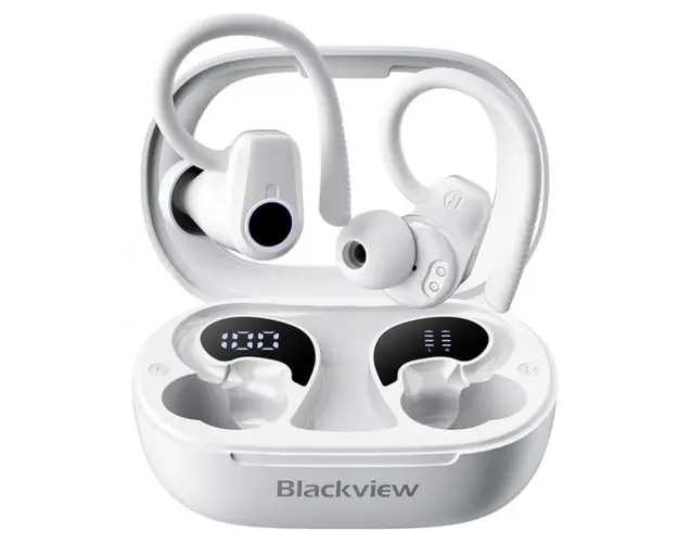 Casti wireless semi-in-ear Blackview AirBuds 60 Alb cu cutie de incarcare 500mAh, Bluetooth 5.3