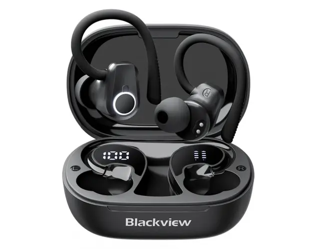 Casti wireless semi-in-ear Blackview AirBuds 60 Negru cu cutie de incarcare 500mAh, Bluetooth 5.3,