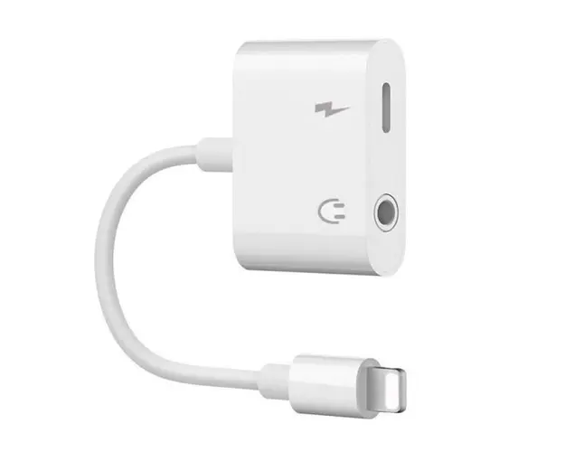 Adaptor Star de la lightning tata la lightning mama + jack mama 3.5mm