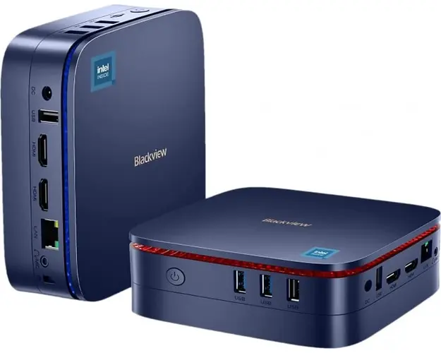 Mini PC Blackview MP60 Albastru, 4K 60Hz, 8GB RAM LPDDR4, 256GB ROM SSD, Intel N5095, Windows 11 Pro, Display Dual 4K, Wi-Fi, Bt 4.2