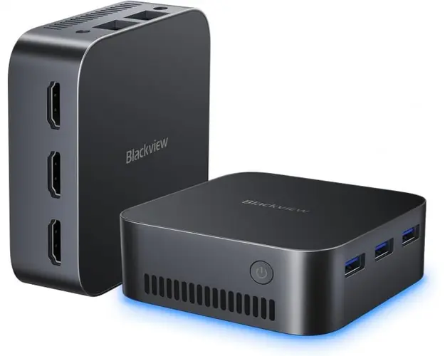 Mini PC Blackview MP80 Negru, 4K 60Hz, 16GB RAM LPDDR4, 1TB ROM SSD, Intel N95, Windows 11 Pro, Display Dual 4K, Wi-Fi, Bt 4.2