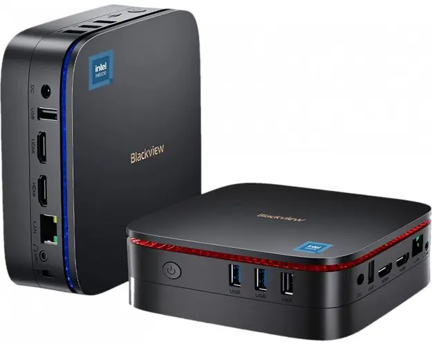 Mini PC Blackview MP60 Negru, 4K 60Hz, 8GB RAM LPDDR4, 256GB ROM SSD, Intel N5095, Windows 11 Pro, Display Dual 4K, Wi-Fi, Bt 4.2