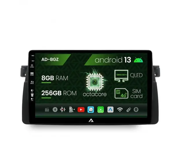 Navigatie BMW E46, Android 13, Z-Octacore 8GB RAM + 256GB ROM, 9 Inch - AD-BGZ9008+AD-BGRKIT397