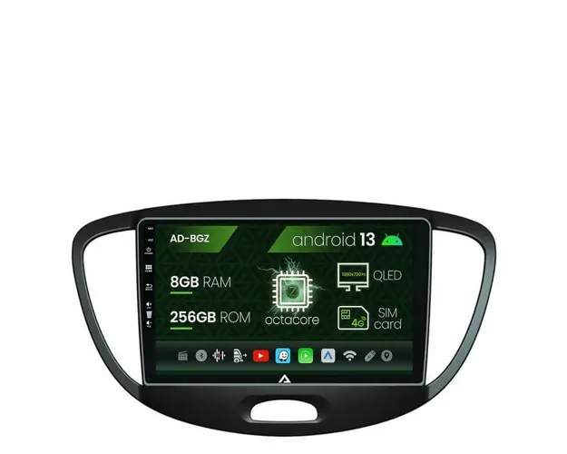 Navigatie Hyundai I10 (2007-2013), Android 13, Z-Octacore 8GB RAM + 256GB ROM, 9 Inch - AD-BGZ9008+AD-BGRKIT198