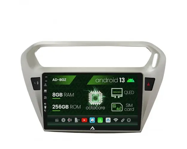 Navigatie Peugeot 301 Citroen C-Elysee, Android 13, Z-Octacore 8GB RAM + 256GB ROM, 9 Inch - AD-BGZ9008+AD-BGRKIT255