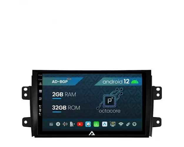 Navigatie Suzuki SX4 Fiat Sedici, Android 12, P-Octacore 2GB RAM + 32GB ROM, 9 Inch - AD-BGP9002+AD-BGRKIT307