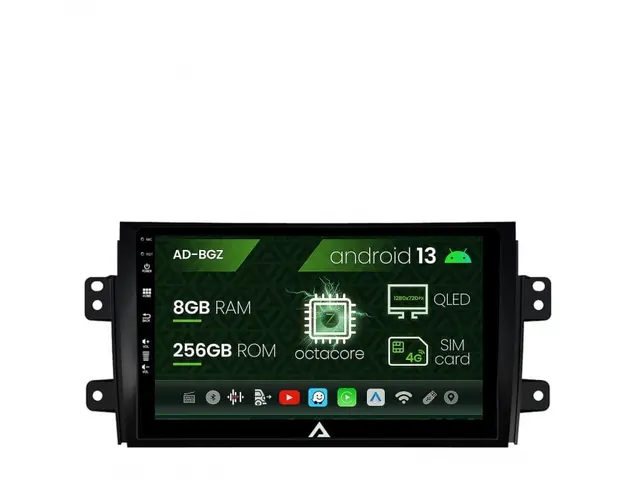 Navigatie Suzuki SX4 Fiat Sedici, Android 13, Z-Octacore 8GB RAM + 256GB ROM, 9 Inch - AD-BGZ9008+AD-BGRKIT307