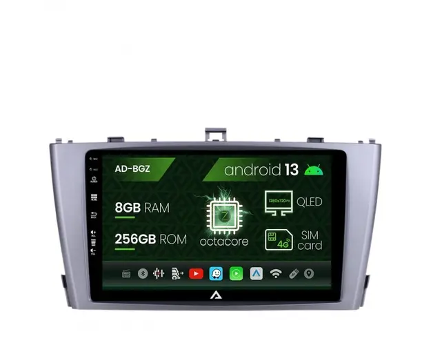 Navigatie Toyota Avensis (2008-2015), Android 13, Z-Octacore 8GB RAM + 256GB ROM, 9 Inch - AD-BGZ9008+AD-BGRKIT093