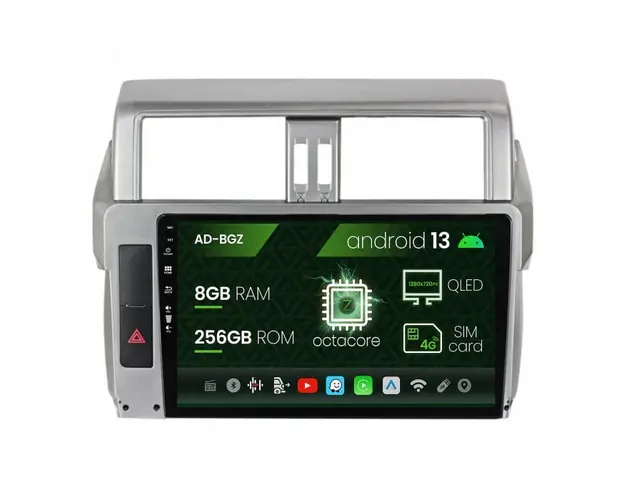 Navigatie Toyota Land Cruiser Prado J150 (2014-2016), Android 13, Z-Octacore 8GB RAM + 256GB ROM, 10.1 Inch - AD-BGZ10008+AD-BGRKIT061