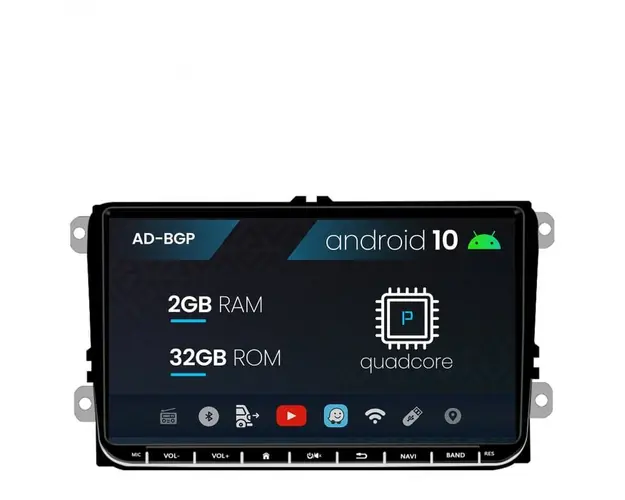 Navigatie Volkswagen, Skoda, Seat, Android 12, P-Octacore 2GB RAM + 32GB ROM, 9 inch - AD-BGPW9MTK2GB