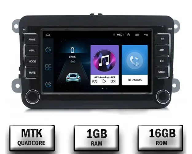 Navigatie Volkswagen, Skoda, Seat, Android 10, P-Quadcore 1GB RAM + 16GB ROM, 7 Inch - AD-BGPW7MTK