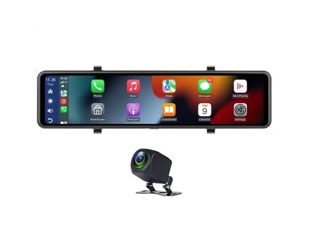 Oglinda iSEN V8S DVR, 4K, 11.26 touch screen, CarPlay si Android Auto wireless, WiFi, Control vocal, Monitorizare parcare, Camera marsarier
