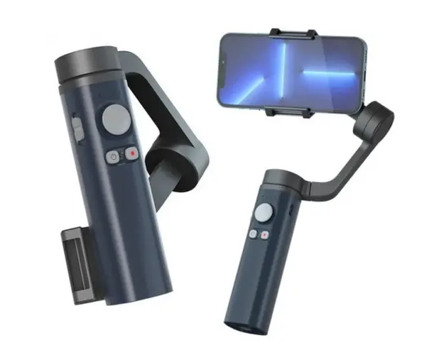 Stabilizator gimbal pliabil pe 3 axe FunSnap Capture π (PI) Albastru pentru smartphone, Giroscop, Bluetooth, Carcasa metalica, 4500mAh