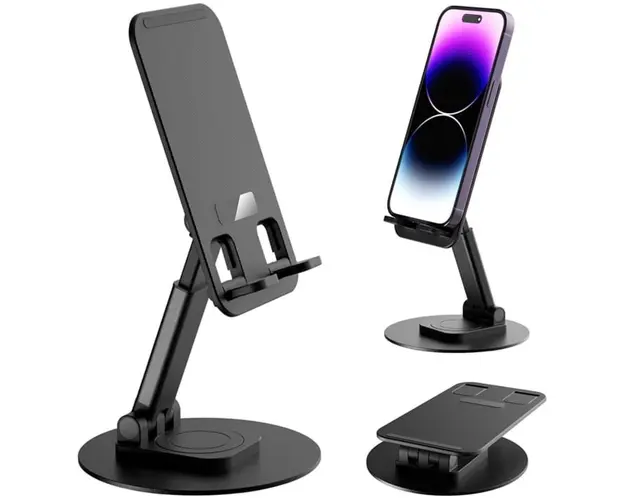 Suport universal pliabil pentru telefon tableta Unihertz 8849, cu rotire 360 de grade, din aluminiu, ajustabil in mai multe unghiuri, suport stabil pentru birou si calatorii, suport compact, usor.
