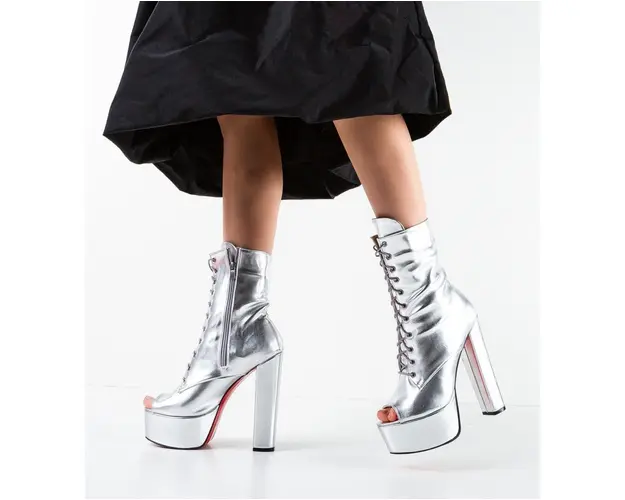 Botine dama Daxing Argintii