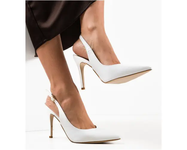 Pantofi cu toc Amani Albi
