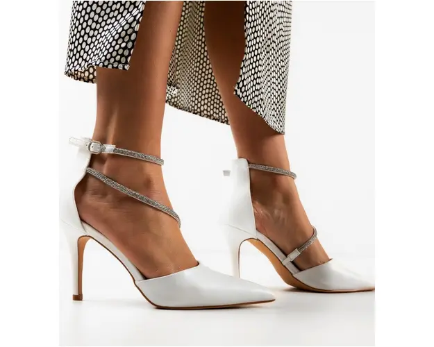 Pantofi cu toc Beanna Albi