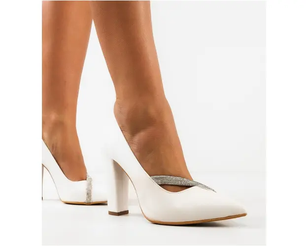 Pantofi cu toc Fabes Albi