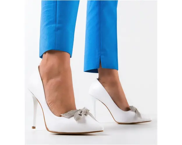 Pantofi cu toc Fanse Albi