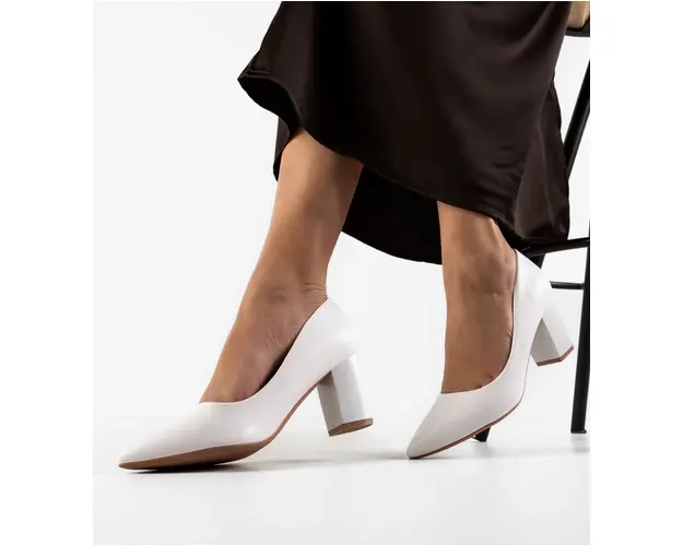 Pantofi cu toc Mylkay Albi