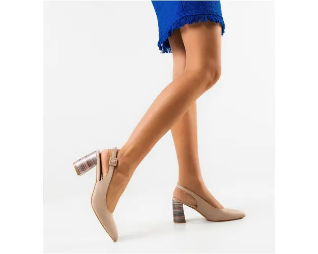 Pantofi cu toc Soka Bej