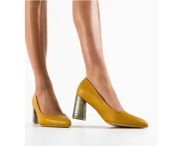 Pantofi cu toc Tuka Galbeni