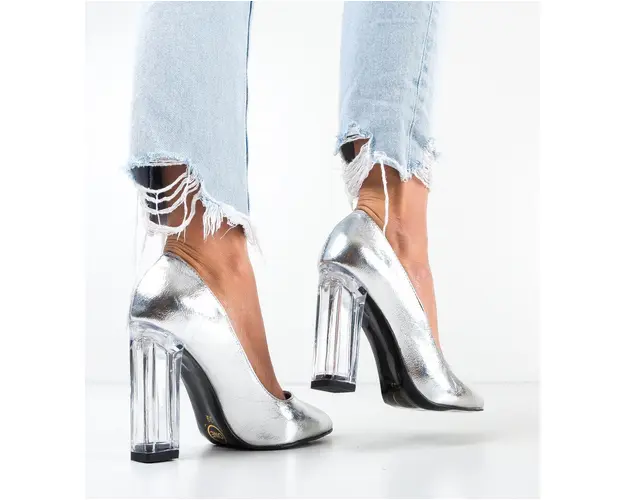 Pantofi Uflet Argintii