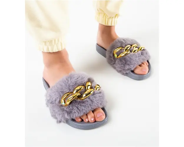Papuci Dama Chain Gri