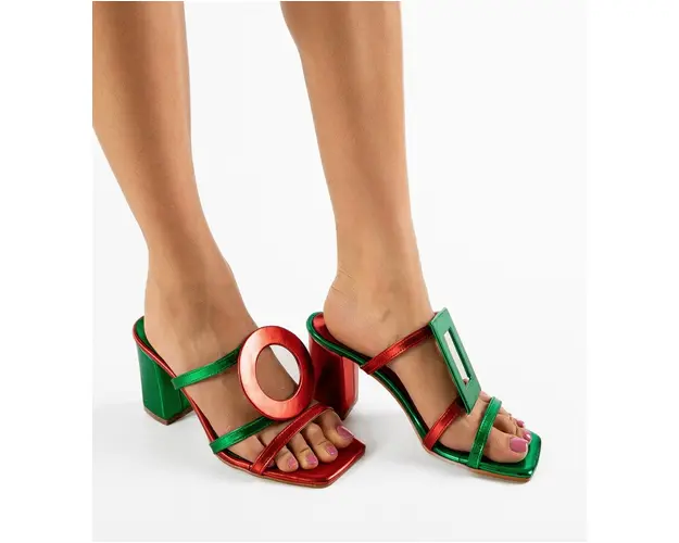 Saboti cu toc Geometrikal Rosii