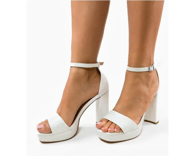 Sandale cu toc Abimbo Albe
