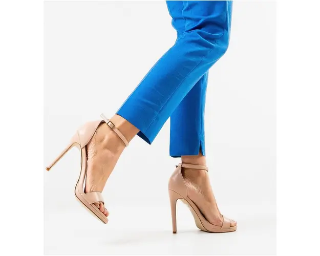 Sandale cu toc Akou Bej