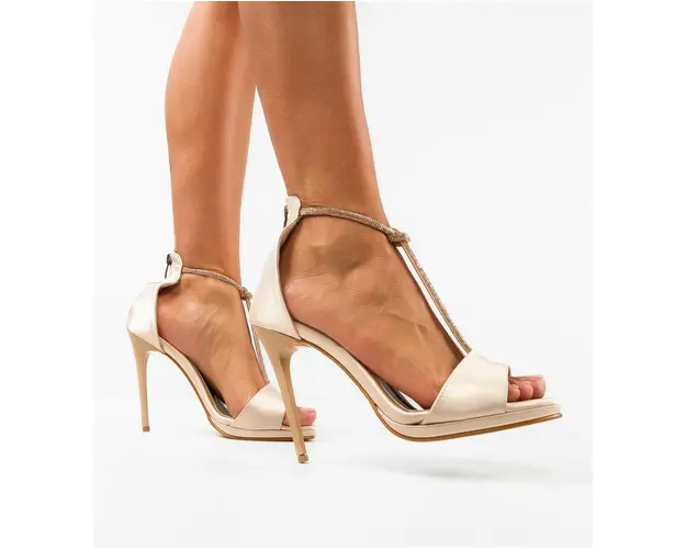 Sandale cu toc Aneama Bej