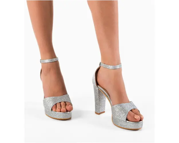 Sandale cu toc Aoife Argintii