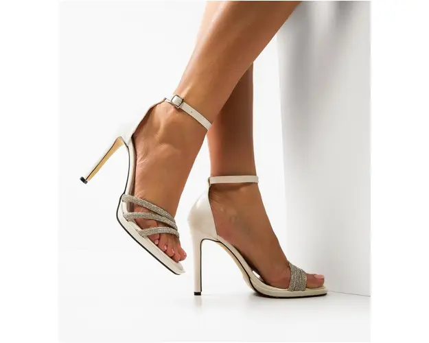 Sandale cu toc Aprey Albi