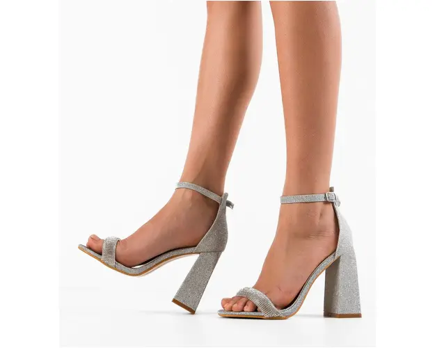 Sandale cu toc Arron Argintii