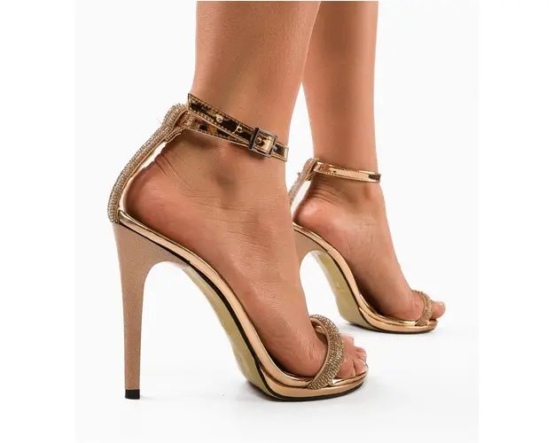 Sandale cu toc Arukam Aurii