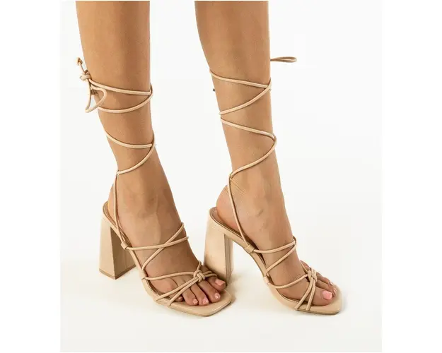 Sandale cu toc Basilisk Bej