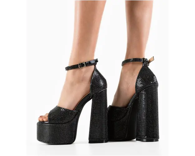 Sandale cu toc Bern Negre