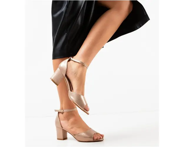 Sandale cu toc Bride Aurii