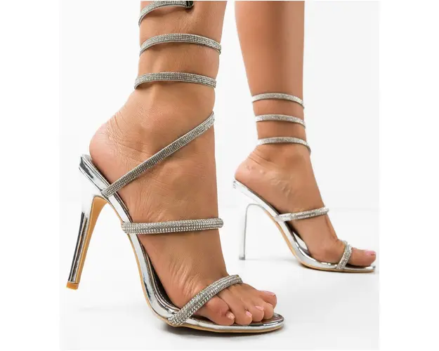 Sandale cu toc Buddy Argintii