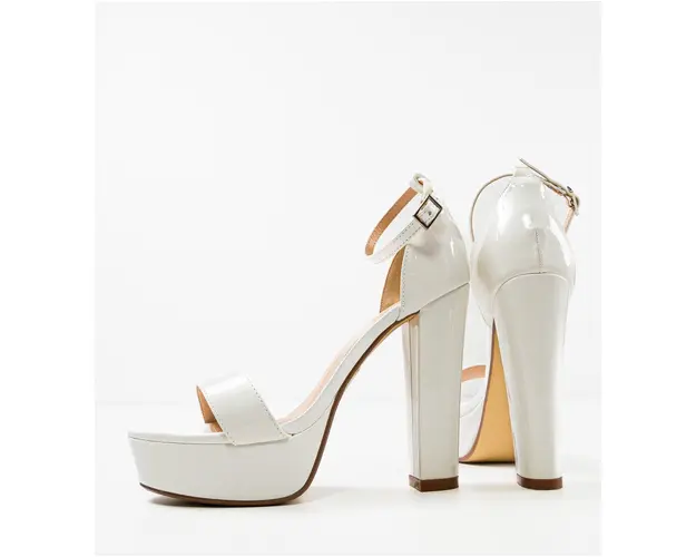 Sandale cu toc Butler Albe