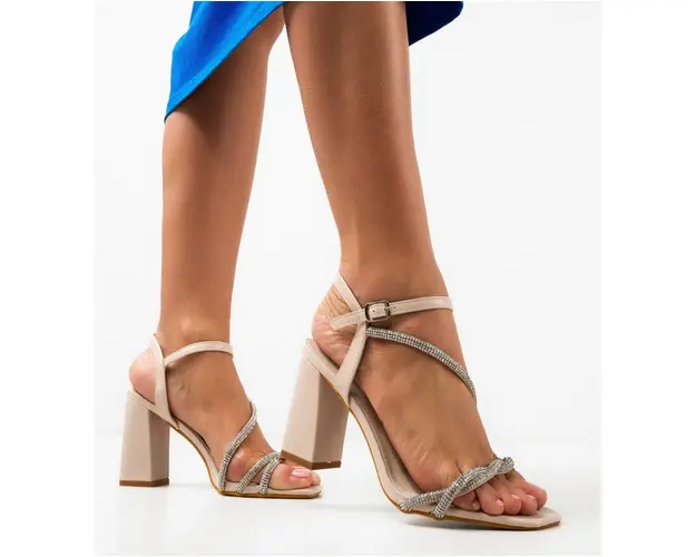 Sandale cu toc Chaggit Bej