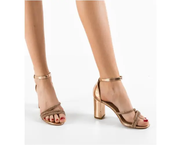 Sandale cu toc Chariss Aurii