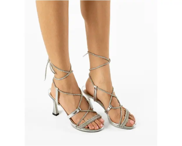 Sandale cu toc Chimera Argintii