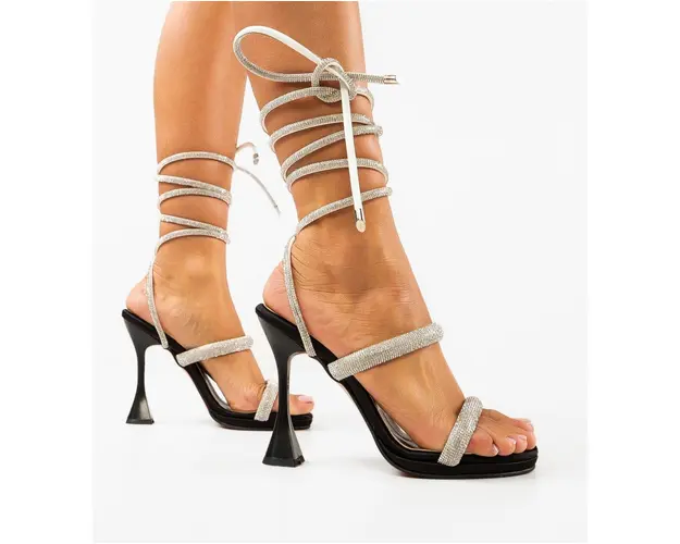 Sandale cu toc Denny Negre