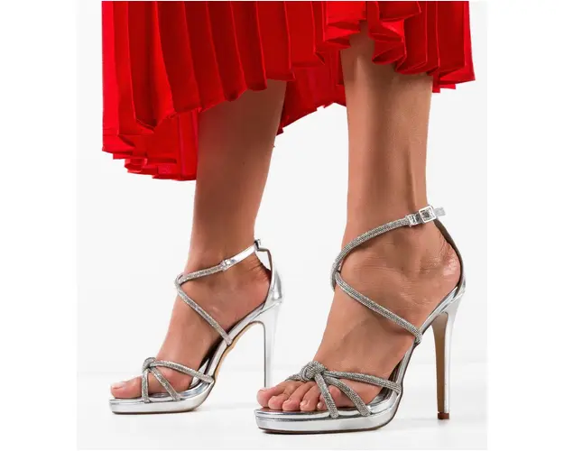 Sandale cu toc Destroy Argintii