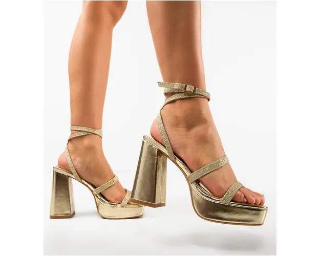 Sandale cu toc Dezi Aurii
