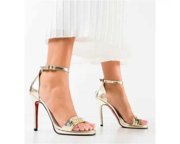 Sandale cu toc Donarda Aurii