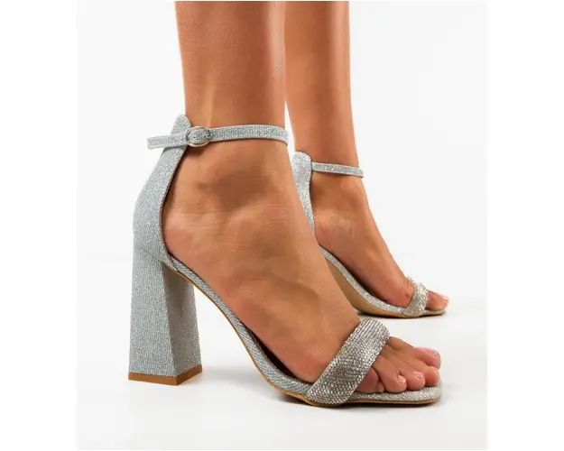 Sandale cu toc Eligia Argintii